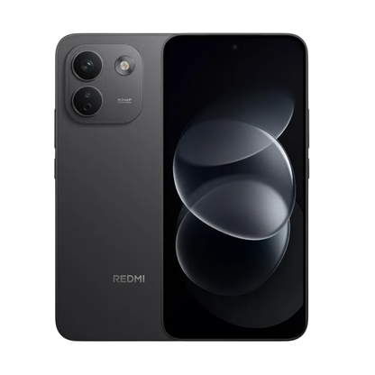 Redmi Note 17 Pro Max en negro, vista trasera con cámara doble y pantalla en esferas grises