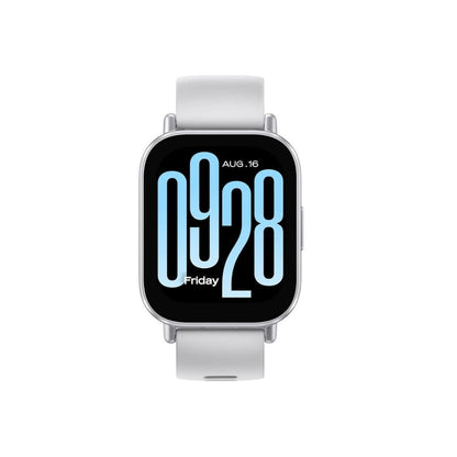 Redmi Watch 5 Active Blanco, vista de frente con la pantalla digital y hora encendida