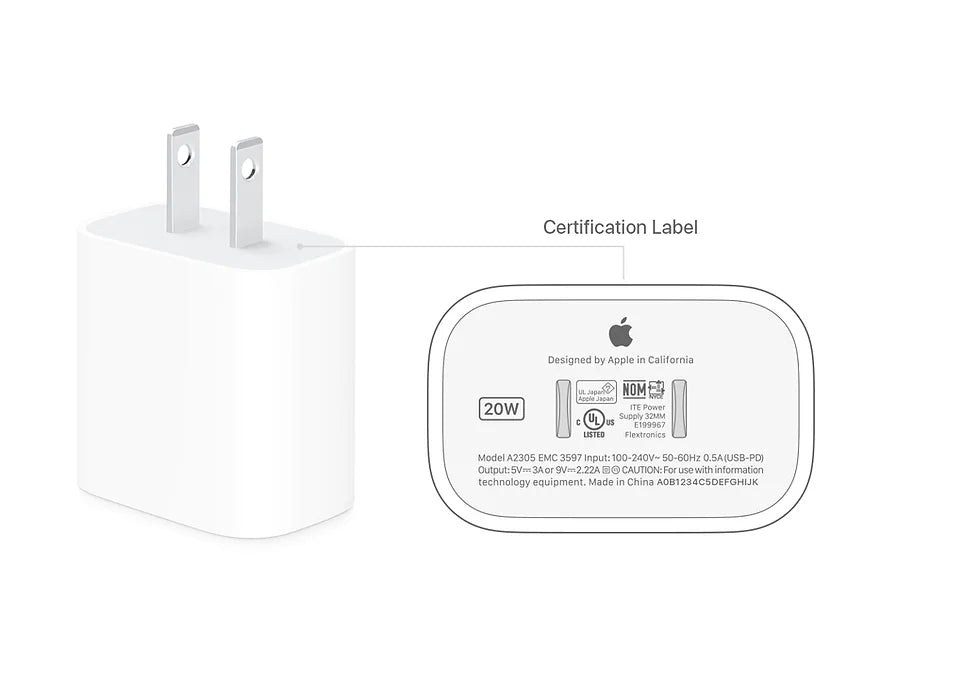 Cargador Apple iPhone Original Tipo C 20W Adaptador