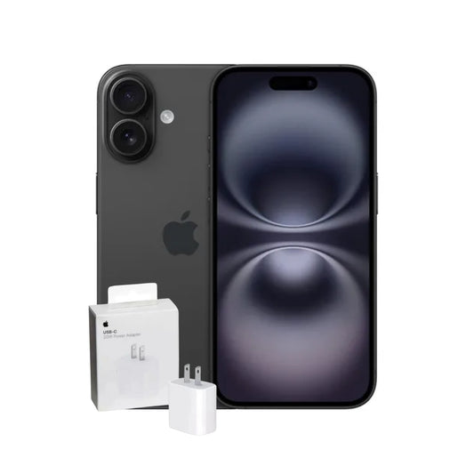 IPHONE 16 128 GB NEGRO +  ADAPTADOR ORIGINAL 20W