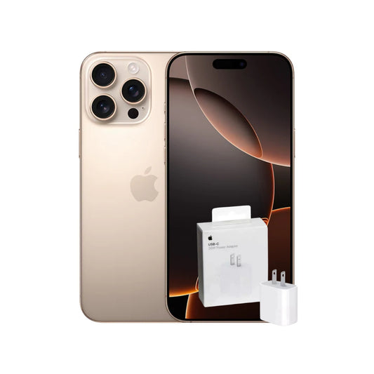 IPHONE 16 PRO 128 GB TITANIO DESIERTO + ADAPTADOR ORIGINAL 20W