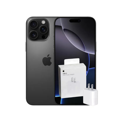IPHONE 16 PRO 128 GB TITANIO NEGRO + ADAPTADOR ORIGINAL 20W