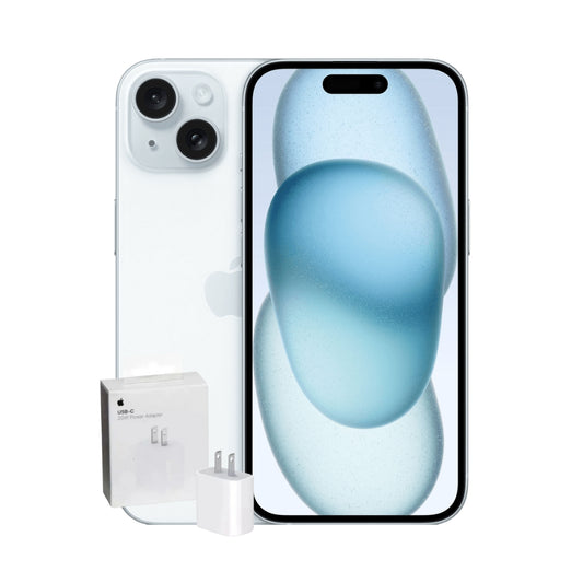 IPHONE 15 128GB AZUL + ADAPTADOR ORIGINAL 20W