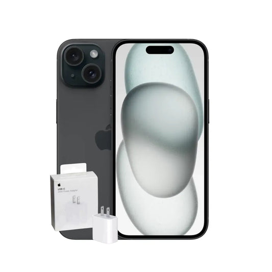 IPHONE 15 128GB NEGRO + ADAPTADOR ORIGINAL 20W