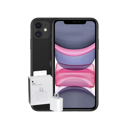 IPHONE 11 128GB NEGRO + ADAPATADOR ORIGINAL 20W