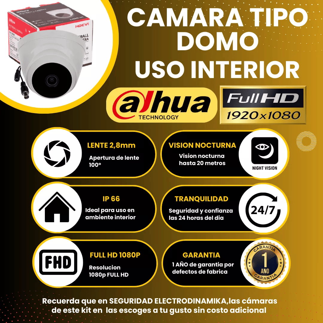 Cámaras De Seguridad Kit Cctv 1080p Dahua Dvr 4ch + 4 cámaras