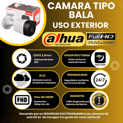 Cámaras De Seguridad Kit Cctv 1080p Dahua Dvr 4ch + 4 cámaras