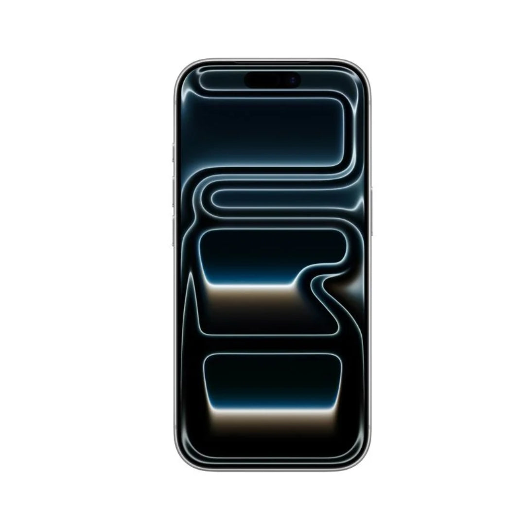 iPhone 17 Pro 256GB Plata, pantalla de frente encendida con fondo verde azulado