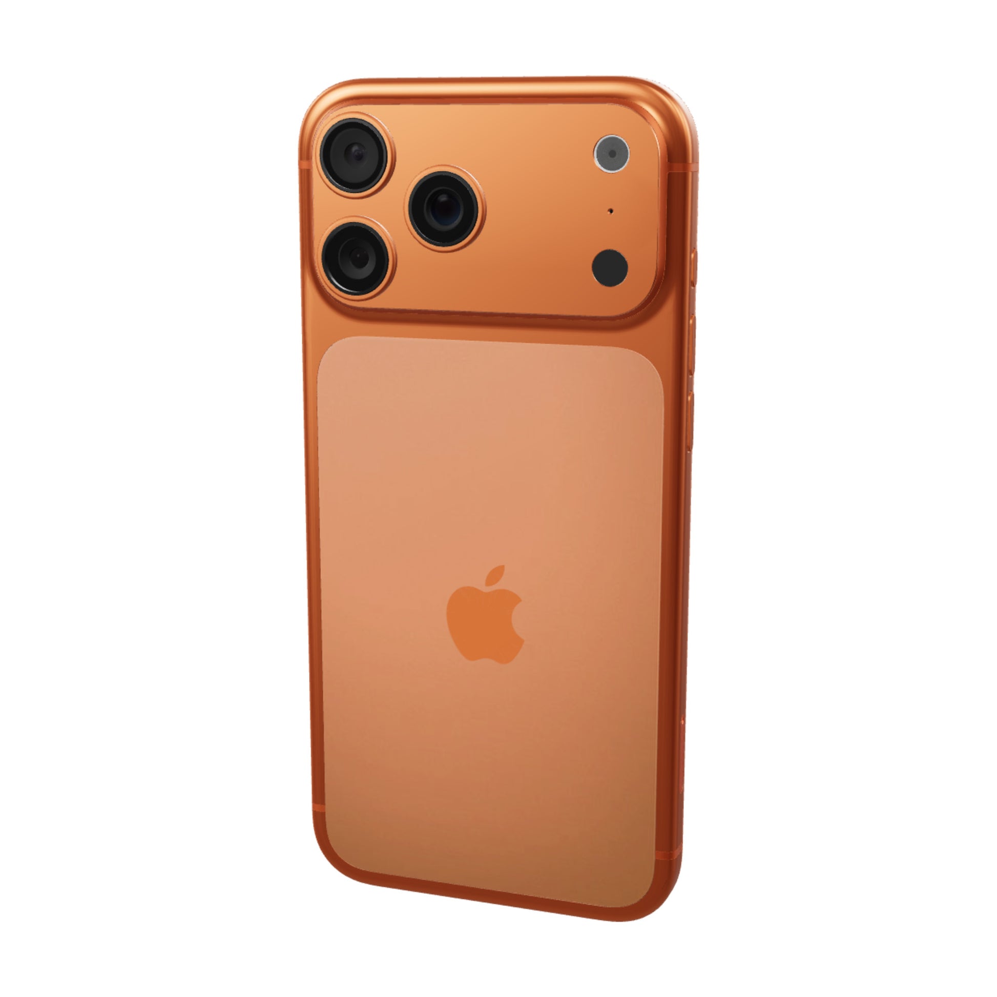 IPHONE 17 PRO MAX 512GB · Naranja Cosmico · vista 3D trasera