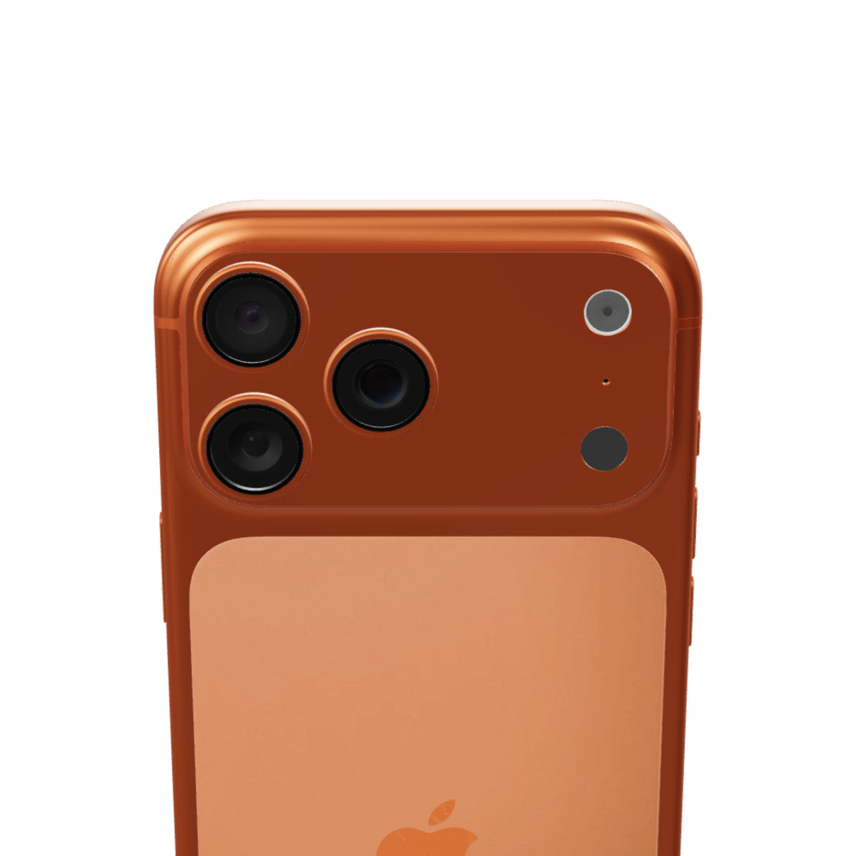 IPHONE 17 PRO MAX 512GB · Naranja Cosmico · detalle cámaras 3D