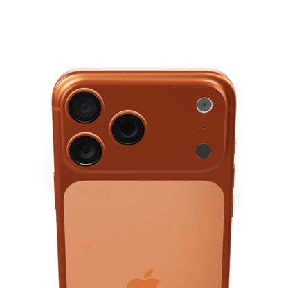 IPHONE 17 PRO MAX 512GB · Naranja Cosmico · detalle cámaras 3D
