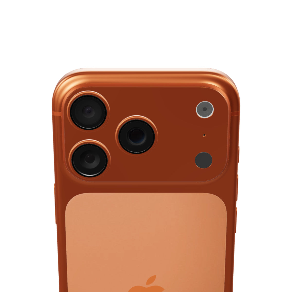IPHONE 17 PRO 512GB · NARANJA COSMICO · detalle cámaras 3D