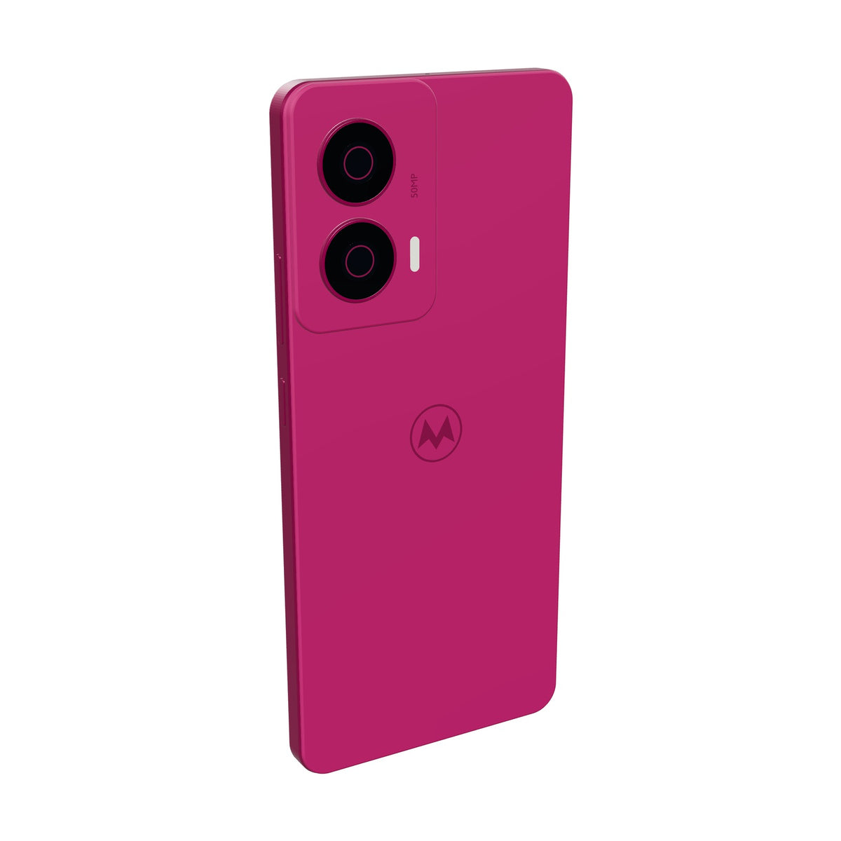 Motorola Edge 50 Fusion 256GB fucsia, vista en ángulo de tres cuartos