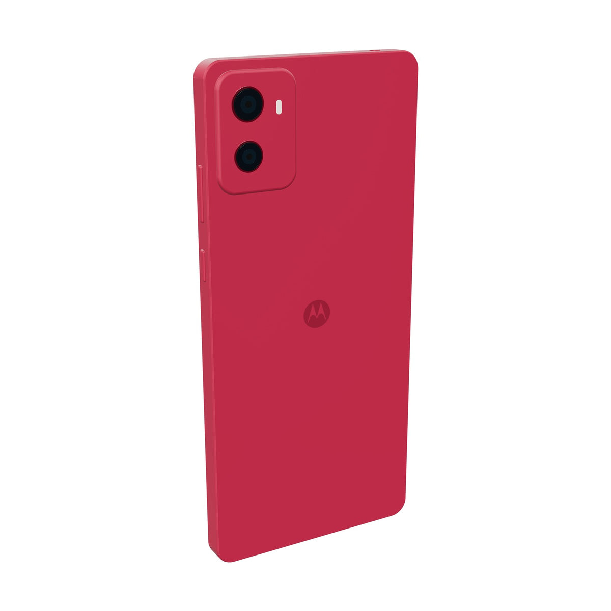 Motorola G05 128GB rojo, vista en ángulo de tres cuartos