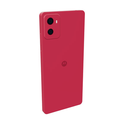 Motorola G05 256GB rojo, vista en ángulo de tres cuartos
