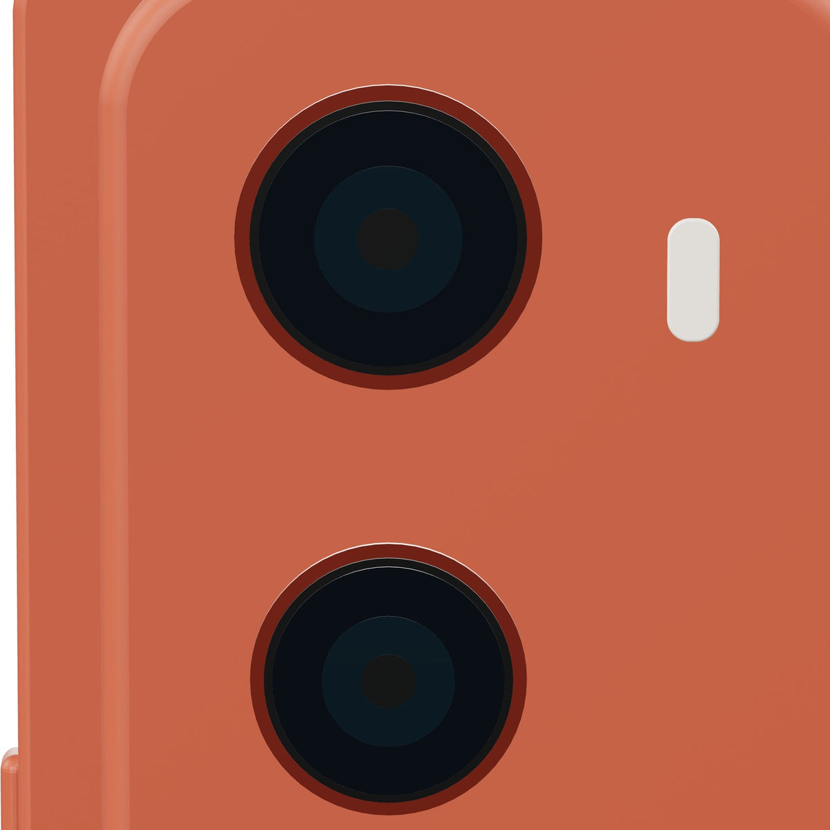 Motorola G06 128GB naranja, primer plano de la isla de cámaras