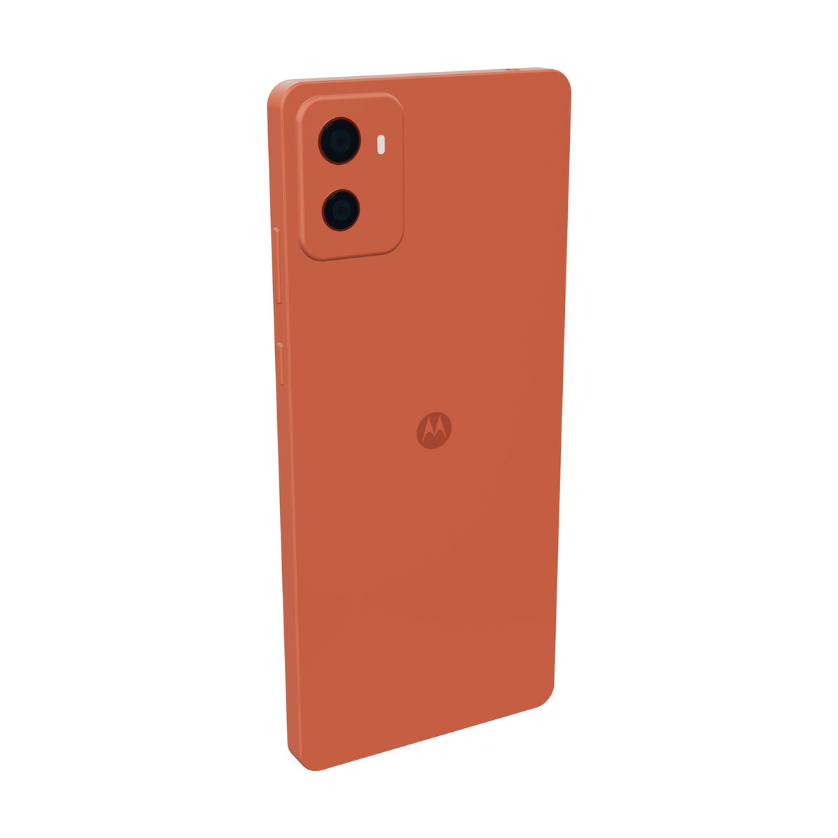 Motorola G06 128GB naranja, vista en ángulo de tres cuartos