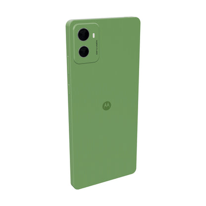 Motorola G06 128GB verde, vista en ángulo de tres cuartos