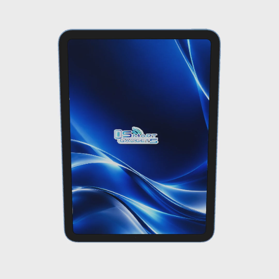 iPad A16 128GB | WiFi | 11" + Apple Pencil Tipo C · Azul · giro 360° en 3D